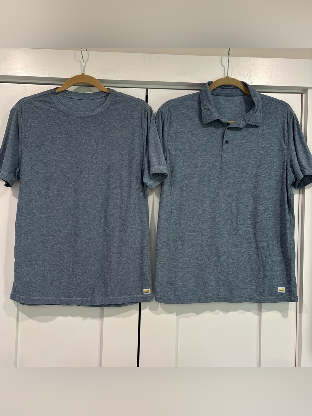 Lot Of 2 Vuori Blue Shirts Crew Neck, Polo Size Small